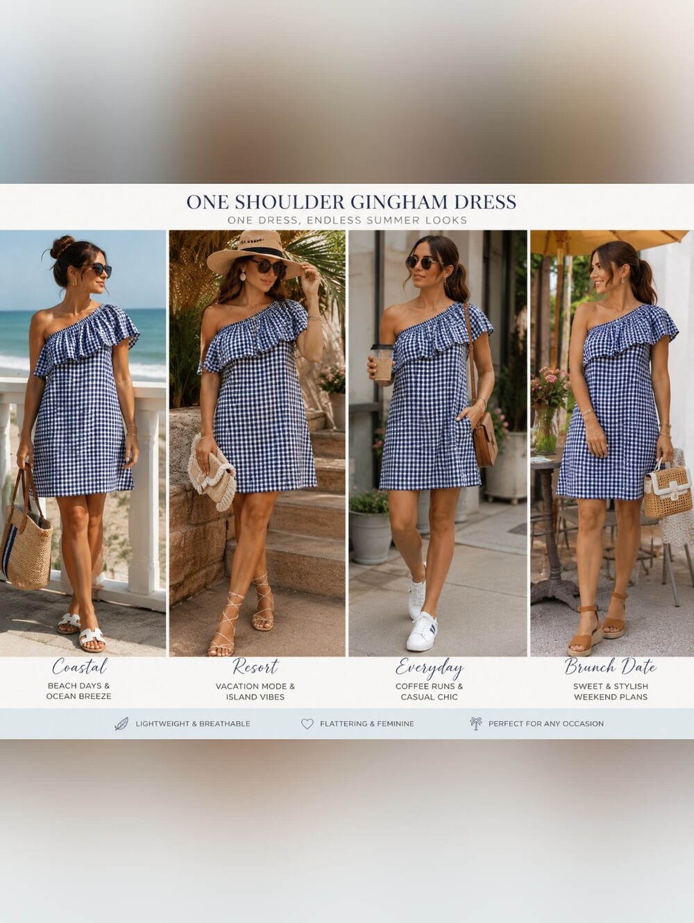 Velvet by Graham & Spencer Small Gingham Off-Shoulder Dress Cottagecore Coastal